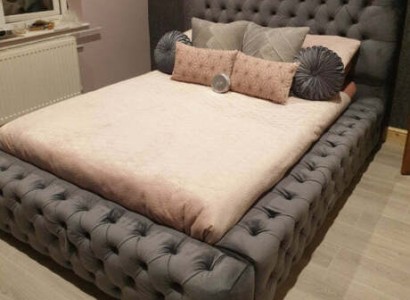 Дизайн современной двуспальной кровати мебель 180x200 см Текстиль и дерево спальня.